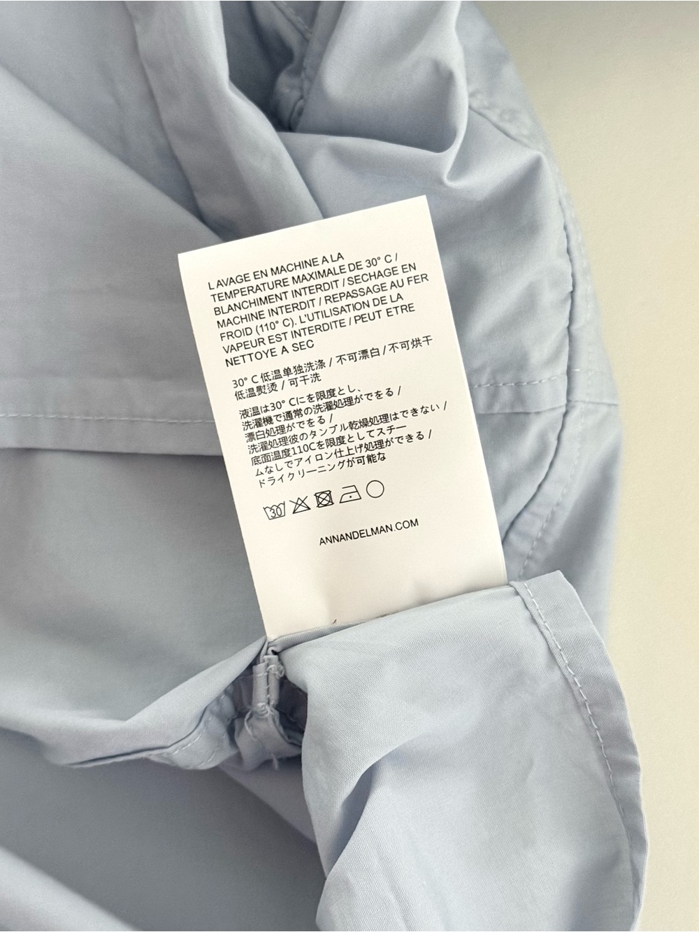 Ann Andelman Cropped Light Blue Button Up Point Collar Cotton Shirt - Size M - Picture 8 of 8
